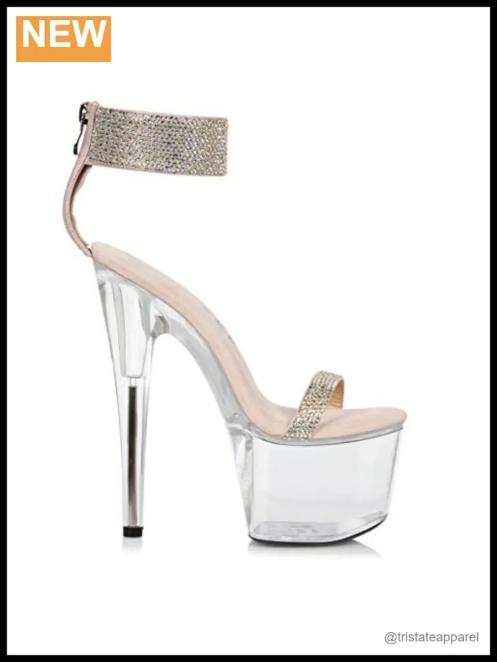 Rhinestone Cuff Platform Sandal Ankle Strap Wedding Heel